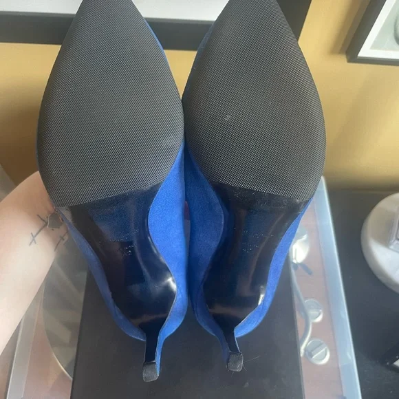 Saint Laurent Cobalt Blue Suede Heels - Picture 6 of 7